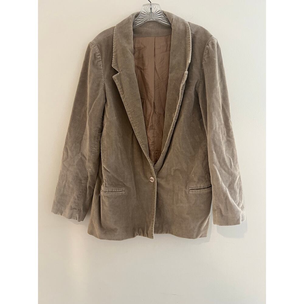 Vintage Kensington Square Thick Corduroy Blazer Jacket Tan Medium JL